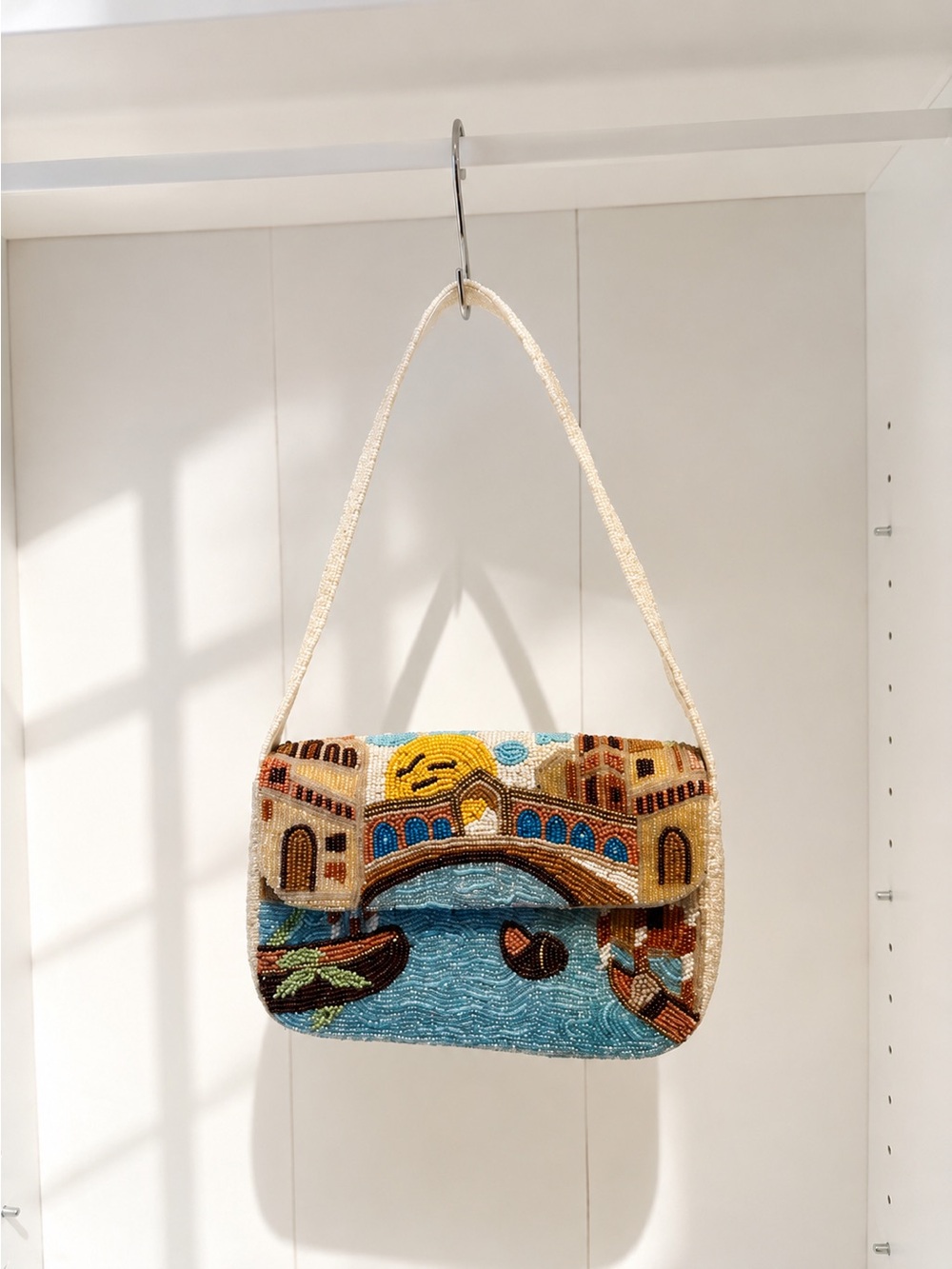 Handmade in India Beaded Venice Scene Shoulder Bag